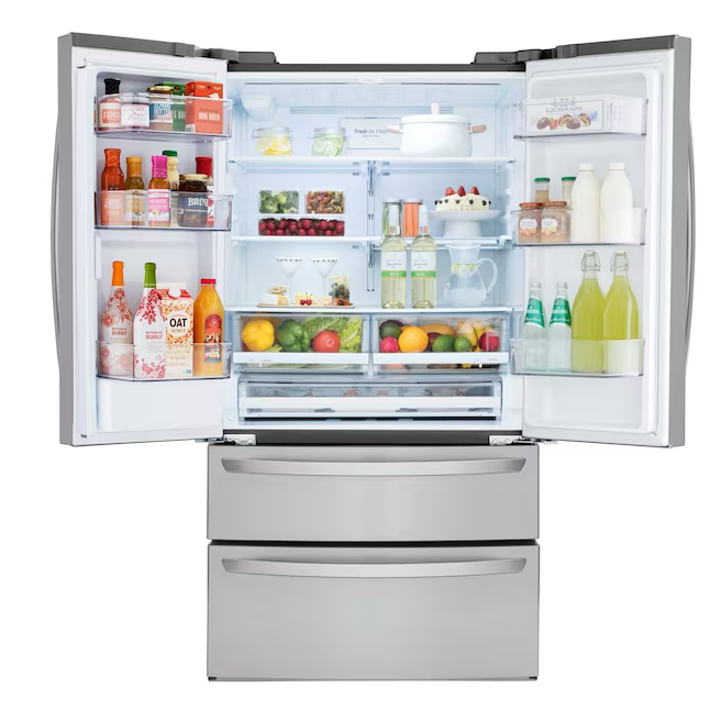 LG Externer Wasserspender, 28,6 Kubikfuß 4-türiger French-Door-Kühlschrank mit Eismaschine und Wasserspender (Edelstahl), ENERGY STAR