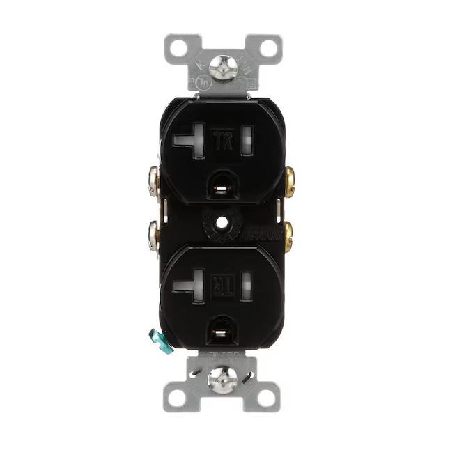 Eaton 20-Amp 125-volt Tamper Resistant Commercial Duplex Outlet, Black