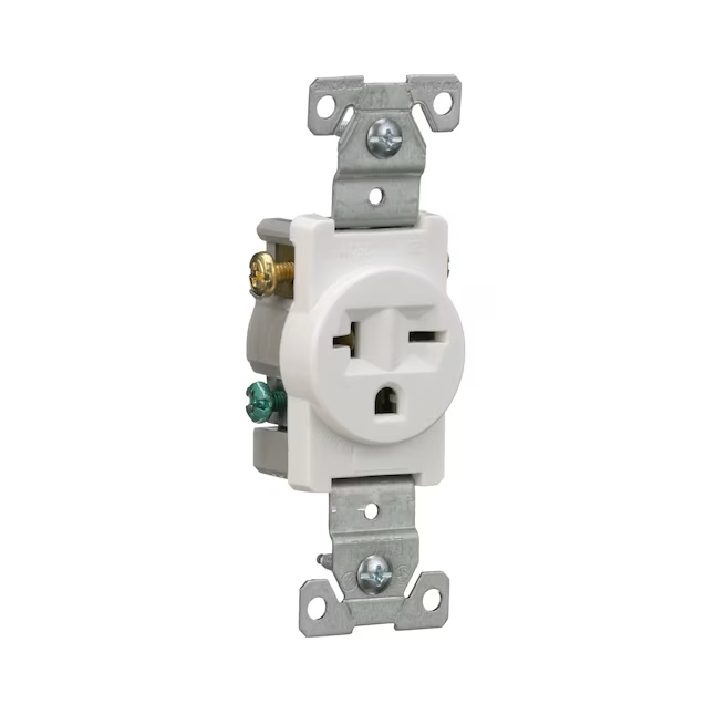 Eaton 20-Amp 250-volt Commercial Round Outlet, White