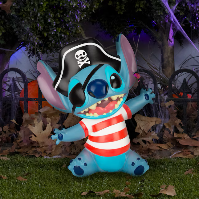 Molde soplado para disfraz de pirata de Lilo y Stitch con luz LED de 1,5 pies de Disney