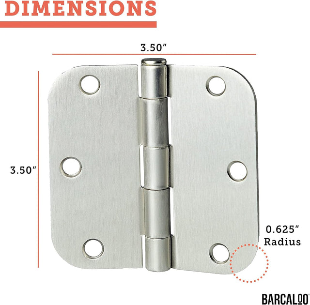 Bisagras interiores con esquinas redondeadas de 3,5 x 3,5 pulg. en níquel satinado SABER SELECT