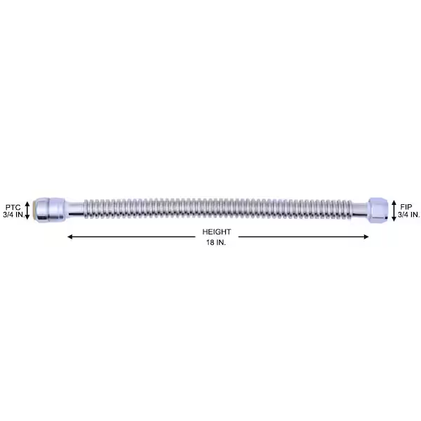 SharkBite Conector de conexión a presión de 3/4 pulg. x FIP de 3/4 pulg. x 18 pulg. Conector de calentador de agua de acero inoxidable corrugado