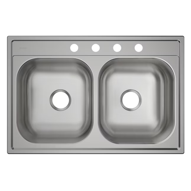 Elkay Dayton Drop-In 33-in x 22-in Stainless Steel Double Equal Bowl 4-Hole Kitchen Sink