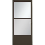 LARSON Southport 36-in x 81-in Brown Mid-view Self-storing Aluminum Storm Door with Brown Handle