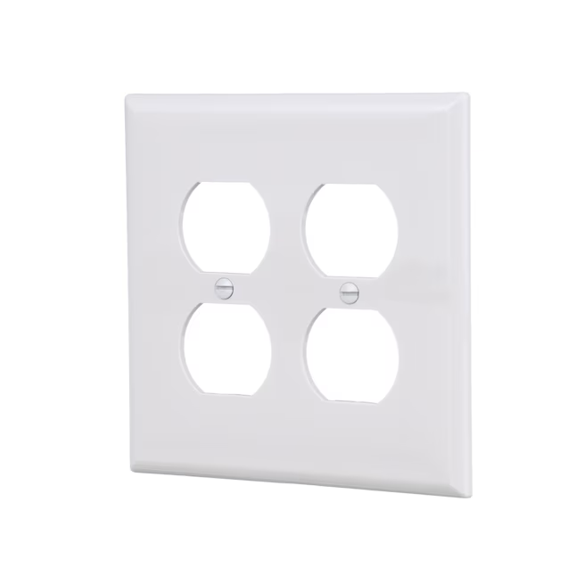 Eaton 2-Gang Midsize White Polycarbonate Indoor Duplex Wall Plate