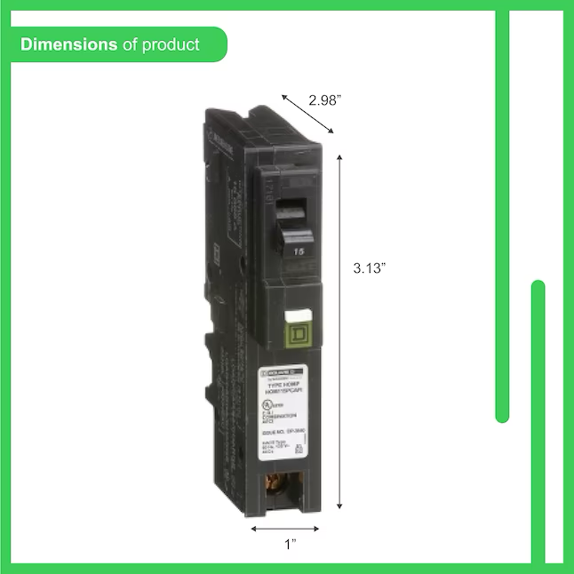 Square D Homeline 15-amp 1-Pole Combination Arc Fault Plug-on Neutral Circuit Breaker