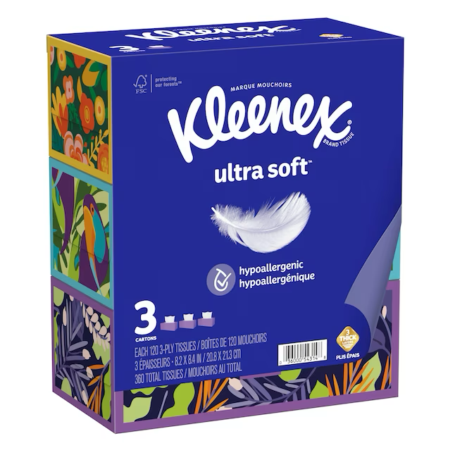 Kleenex 3er-Pack Kosmetiktücher (120 Stück)