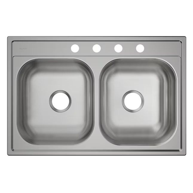 Elkay Dayton Drop-In 33-in x 22-in Stainless Steel Double Equal Bowl 4-Hole Kitchen Sink