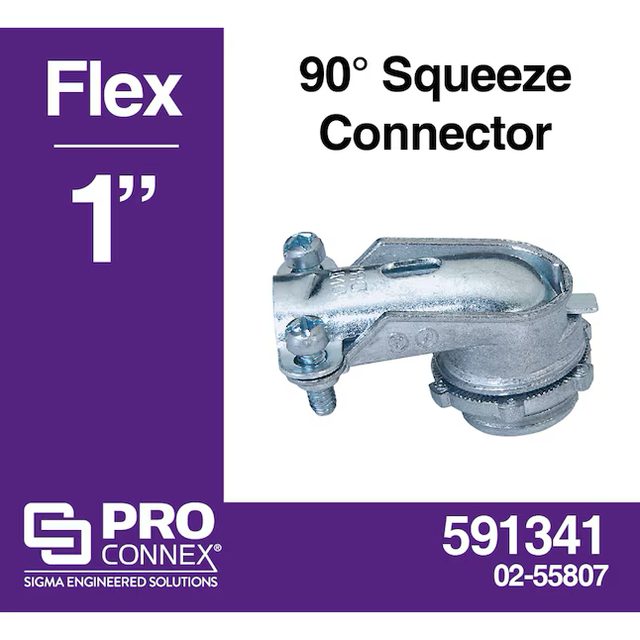 Sigma ProConnex 1-in 90-Degree Flexible Die Cast Zinc Squeeze Connector Conduit Fittings