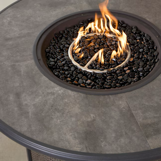 allen + roth Sedgebrook 42-in W 55000-BTU Gray Tabletop Steel Propane Gas Fire Pit