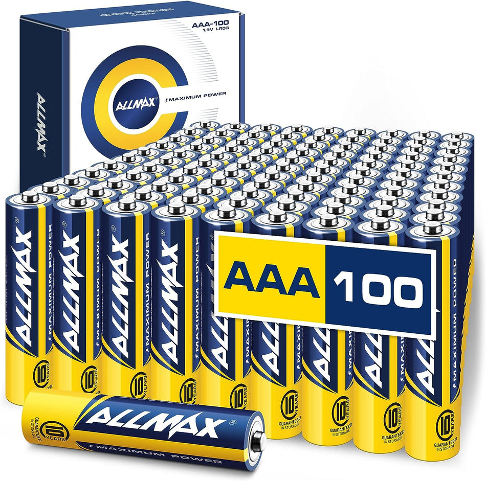 Allmax AAA-Alkalibatterien mit maximaler Leistung (Großpackung mit 100 Stück) 