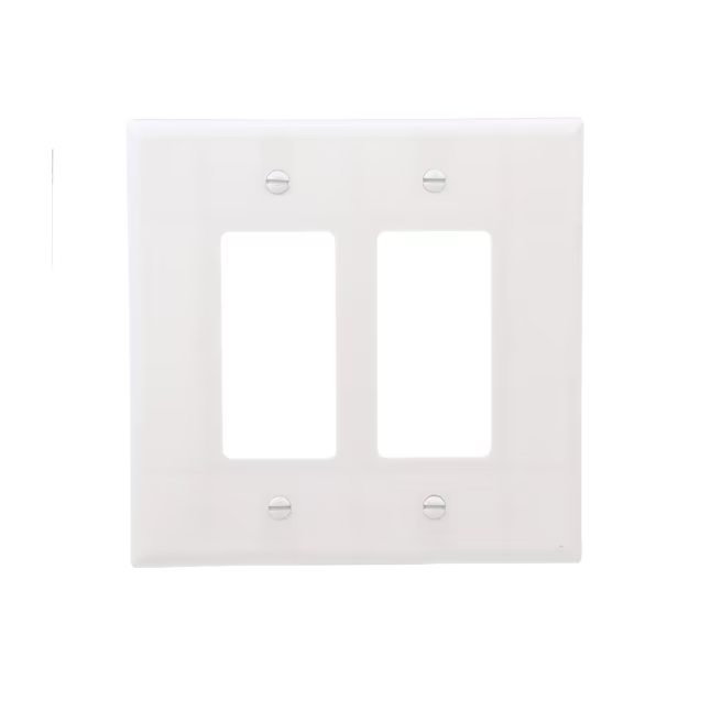 Eaton 2-Gang Jumbo Size White Plastic Indoor Decorator Wall Plate