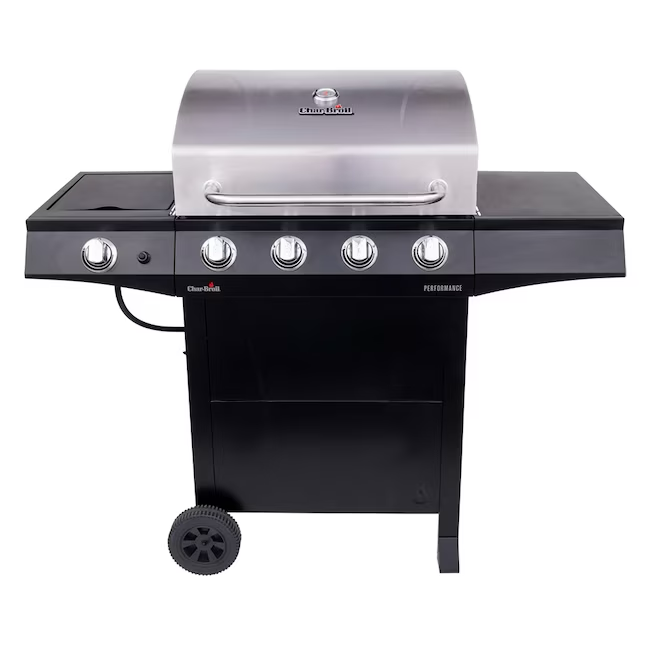 Parrilla de gas propano líquido Char-Broil Performance Series negra de 4 quemadores con 1 quemador lateral