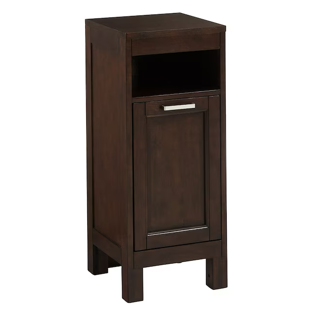 Style Selections Morecott 13-in x 31.75-in x 13.5-in Chocolate Freestanding Soft Close Linen Cabinet