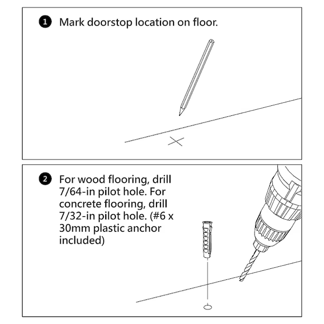 RELIABILT 1-1/2-Zoll-Türstopper mit Wandschutz, schwarz