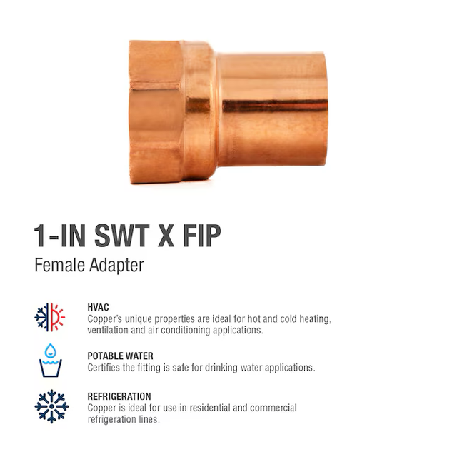 Streamline 1-in Copper Female Adapter