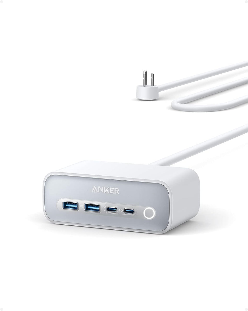 Anker 525 Charging Station, 7-in-1 USB C Power Strip (Aurora White)