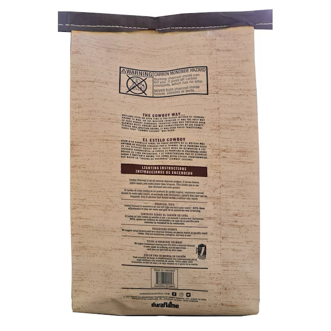 Carbón vegetal Cowboy Charcoal de madera dura de 15 lb, 100% madera auténtica, sin rellenos ni productos químicos, combustión rápida y caliente, luces sin líquido para encendedor 