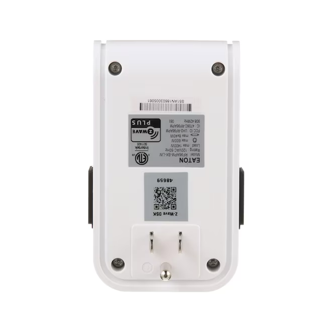 Kabelloser 125-Volt-Smart-Stecker Eaton Z-Wave Plus mit 2 Steckdosen für den Innenbereich