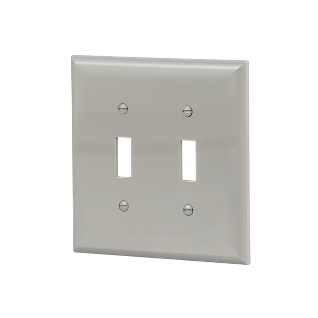 Eaton 2-Gang Midsize Gray Polycarbonate Indoor Toggle Wall Plate