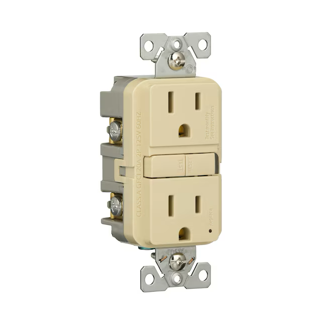 Eaton 15-Amp 125-volt GFCI Residential Decorator Outlet, Ivory (3-Pack)