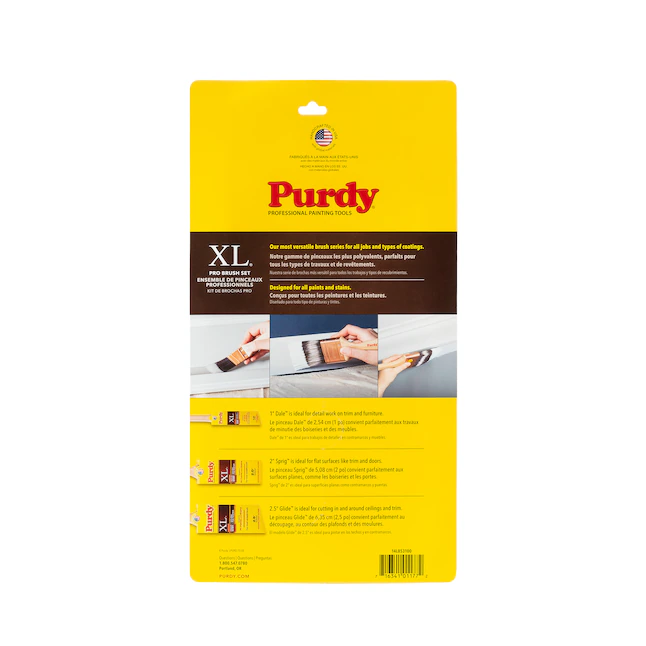 Purdy 3er-Pack XL, mehrere Größen, wiederverwendbar, flacher und abgewinkelter Pinsel aus Nylon-Polyester-Mischgewebe (Pinselset)