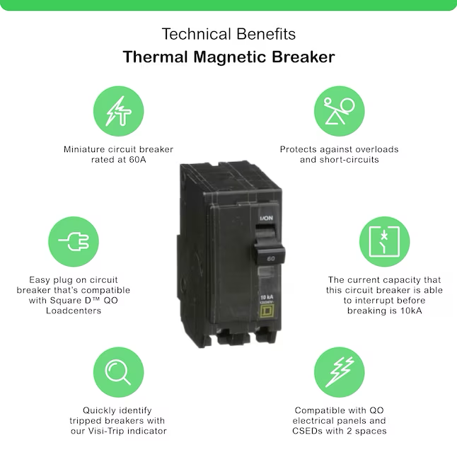 Square D QO 60-Amp 2-Pole Standard Trip Circuit Breaker