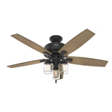 Hunter Lincoln 52-in Natural Iron Indoor Downrod or Flush Mount Ceiling Fan with Light (5-Blade)