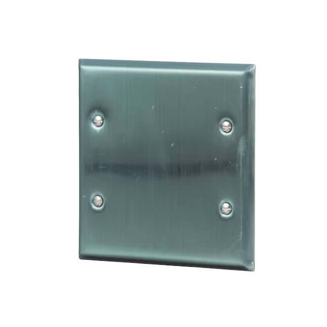 Eaton 2-Gang Standard Size Stainless Steel Stainless Steel Indoor Blank Wall Plate