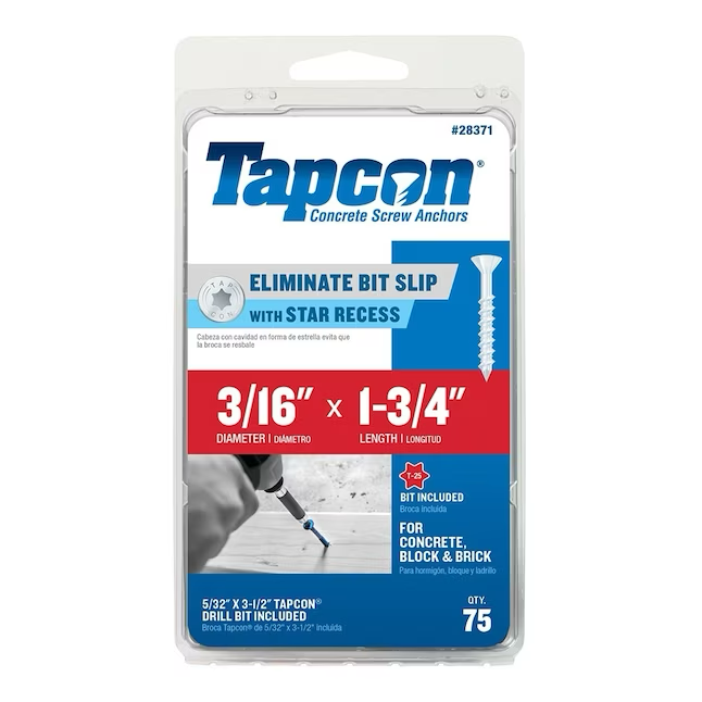 Tapcon 3/16-in x 1-3/4-in Concrete Anchors (75-Pack)