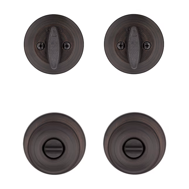 Kwikset Security Cove Venetian Bronze Smartkey Außen-Einzylinder-Riegelschloss, kombinierter Türknauf, Contractor Pack mit antimikrobieller Technologie (2er-Pack)