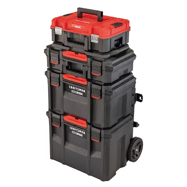 CRAFTSMAN TRADESTACK System 22-in Black Plastic Wheels Lockable Tool Box