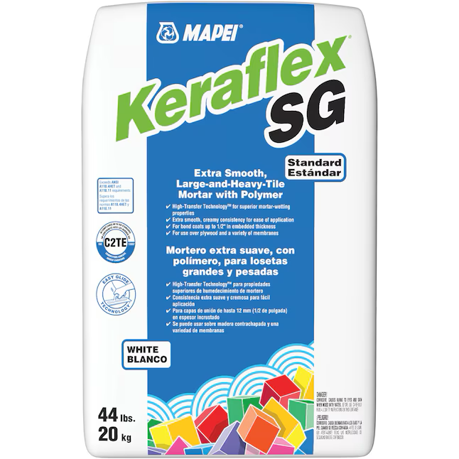 Mortero fino blanco para baldosas de capa media Keraflex SG de MAPEI (44 lb)