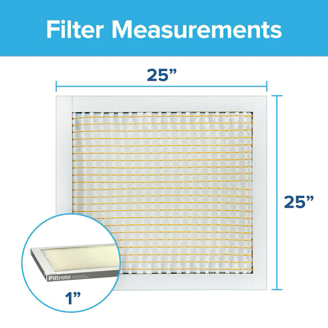 Filtrete 25 Zoll B x 25 Zoll L x 1 Zoll MERV 5 300 MPR Basic Elektrostatischer Luftfilter gegen Staub und Flusen (3er-Pack)