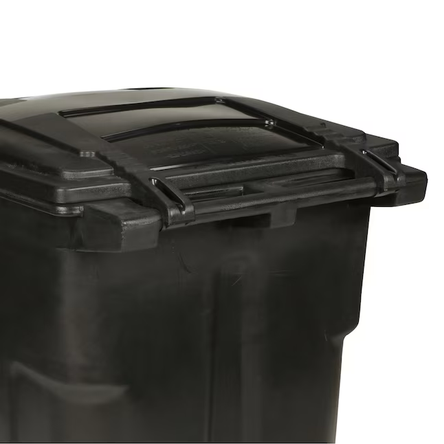 Toter 96-Gallons Black Plastic Wheeled Trash Can with Lid Outdoor