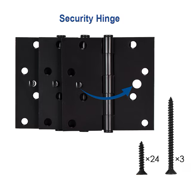 RELIABILT Silent 4-in H Matte Black Security Interior Door Hinge (3-Pack)