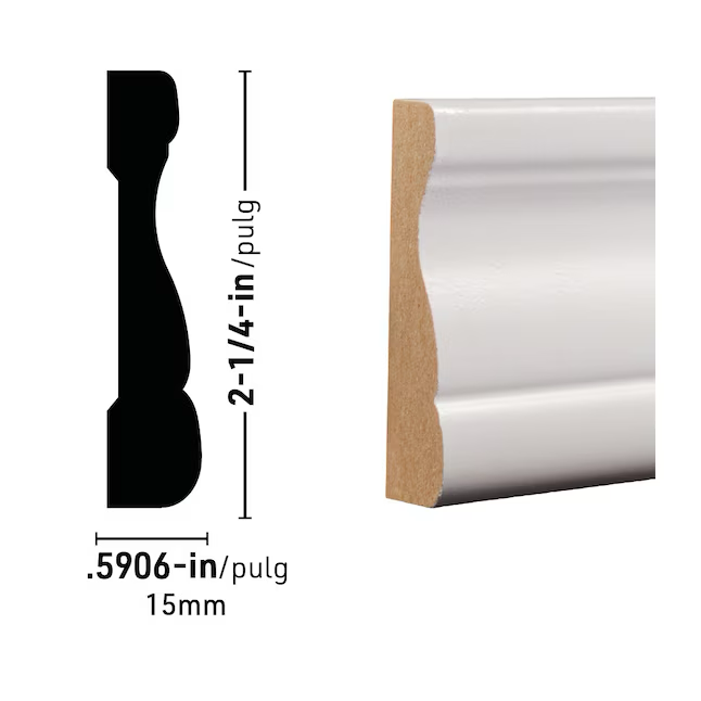 RELIABILT 9/16-in x 2-1/4-in x 10-ft Painted MDF C214 Acol Casing