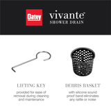 Oatey Vivante 4-in Matte Black Square Shower Drain with Square Pattern