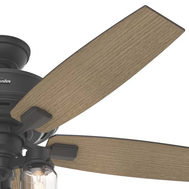 Hunter Lincoln 52-in Natural Iron Indoor Downrod or Flush Mount Ceiling Fan with Light (5-Blade)