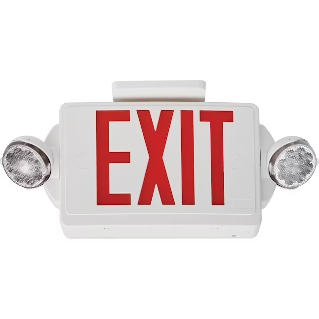 Lithonia Lighting LHQM 5-Watt 120/277-Volt LED White Hardwired Exit Light with Red Lights