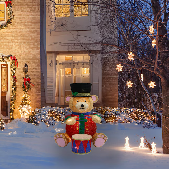 Holiday Living 4-ft LED Pop Up Bear Drummer Decoration