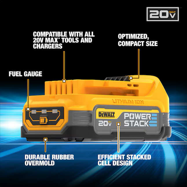 Paquete de 2 baterías de iones de litio DeWalt POWERSTACK de 20 V (1,7 Ah)