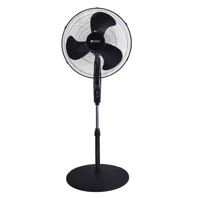 Utilitech 18-in 120-Volt 3-Speed Indoor Black Oscillating Pedestal Fan with Remote