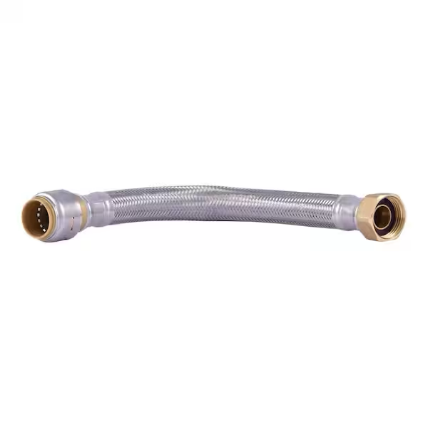 Conector de calentador de agua de acero inoxidable trenzado SharkBite Max de 3/4 pulg. Push-to-Connect x 3/4 pulg. FIP x 24 pulg.