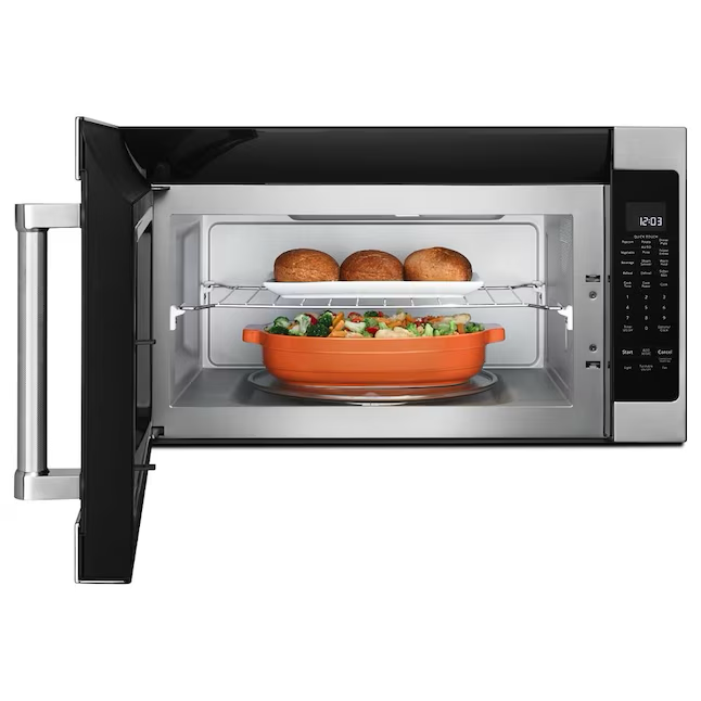 KitchenAid 2-cu ft 1000-Watt Over-the-Range Microwave with Sensor Cooking (Stainless Steel with Printshield Finish)