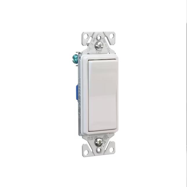 Eaton 15-Amp Single-Pole Illuminated Rocker Light Switch, White