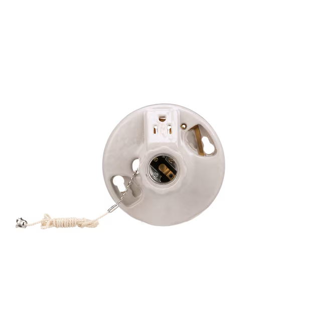 Eaton 660-Watt Porcelain Pull Chain Ceiling Socket, White