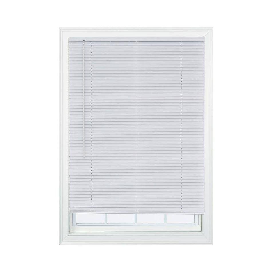 1" White Cordless Aluminum Mini Blinds (59" x 72")