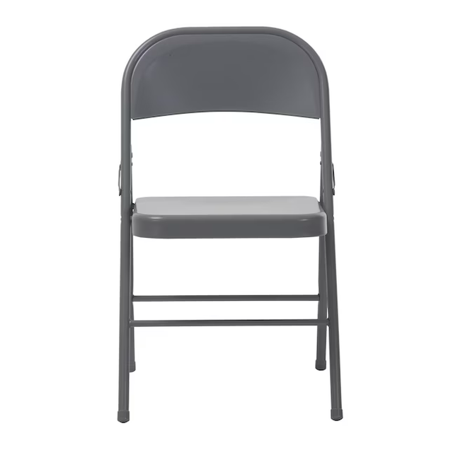 Cosco Gray Standard Folding Chair with Solid Seat (Indoor or Outdoor)