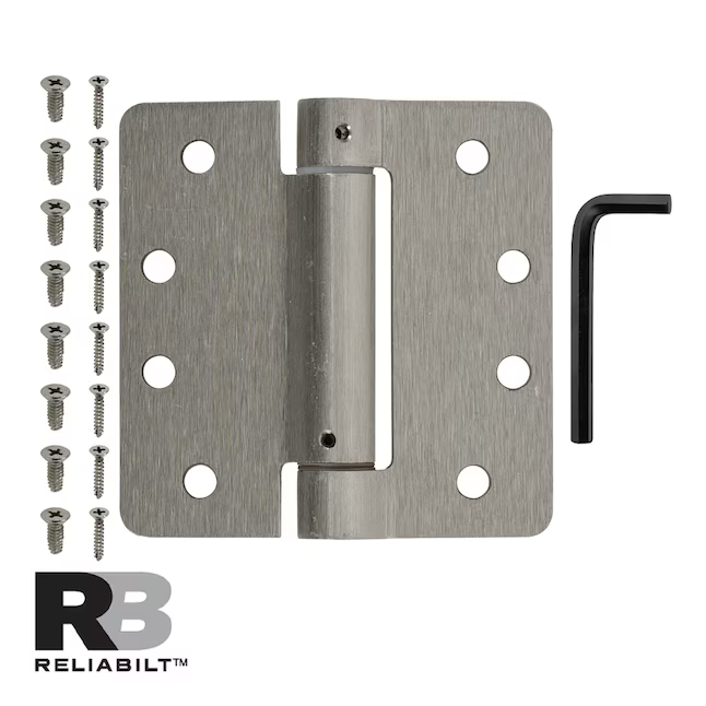 Bisagra para puerta interior con resorte en níquel satinado RELIABILT de 4 pulg. de alto x 1/4 pulg. de radio